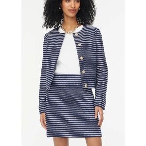 J. Crew Factory Striped tweed A-line mini skirt in Navy White Size 2